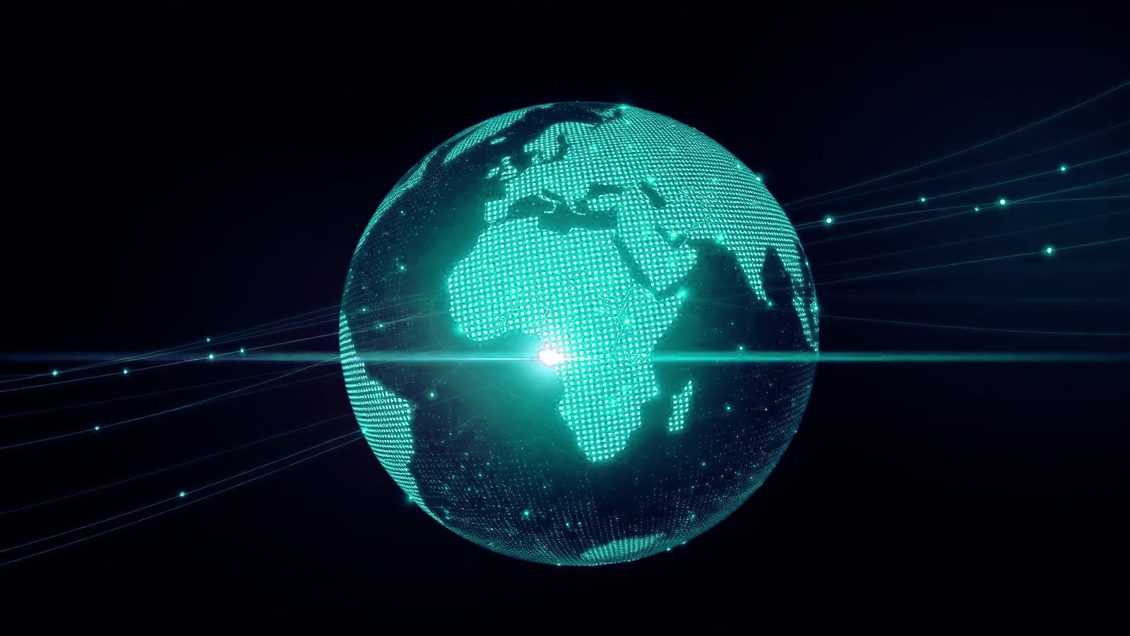 Digital globe illustrating global technology networks